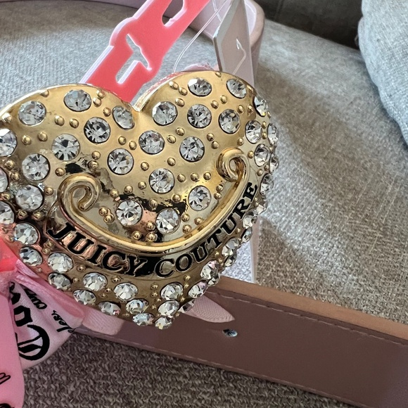 Juicy Couture Pink Faux Leather Belt Crystal Heart Buckle Coquette Cowgirl NWT - Picture 10 of 10